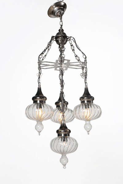 De Luxe Design Chandelier with 4 Pyrex Glasses Look Pumpkins